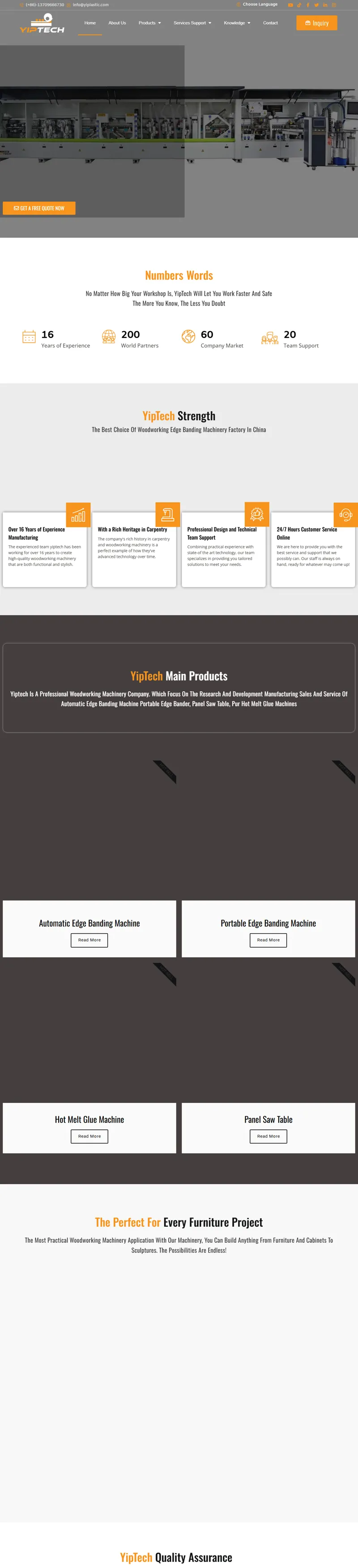 YipTech | Edge Banding Machines | Wood Working 网页长截图